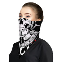 Skeleton Knight Skull Bandana Scarf Mask | 2x - 50x Disposable Five Layer Filter Pads Available - WickyDeez