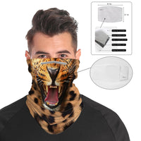 Roaring Leopard Face Mask Balaclava Scarf Cover | 2x - 50x Disposable Five Layer Filter Pads Available - WickyDeez