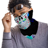 Gothic Skull Snood Face Mask Balaclava Scarf Cover | 2x - 50x Disposable Five Layer Filter Pads Available - WickyDeez