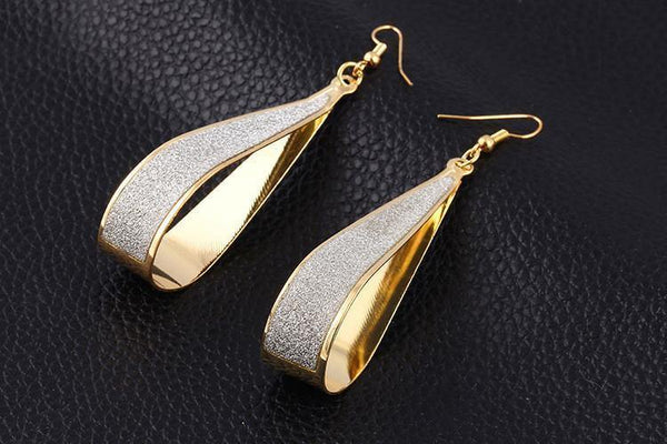 Trendy Rock Club Frosted Water Drop Earrings Jewellery Wedding Earrings Gold/Silver-Women's Accessories-WickyDeez