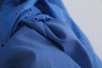 Bluish Embroiedry Mini Dress with Elastic Straight Neckline-Women's Dresses-WickyDeez