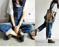 Women's Casual Loose Denim Overalls Ripped Hole Baggy Jeans Wide Leg Pants-Women's Tops-WickyDeez